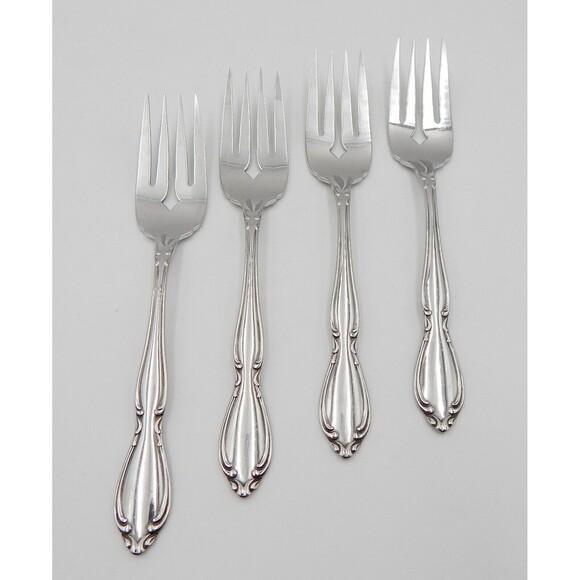 Oneida Strathmore Stainless Salad Forks Deluxe Glossy Flatware Set of 4 - Picture 2 of 10